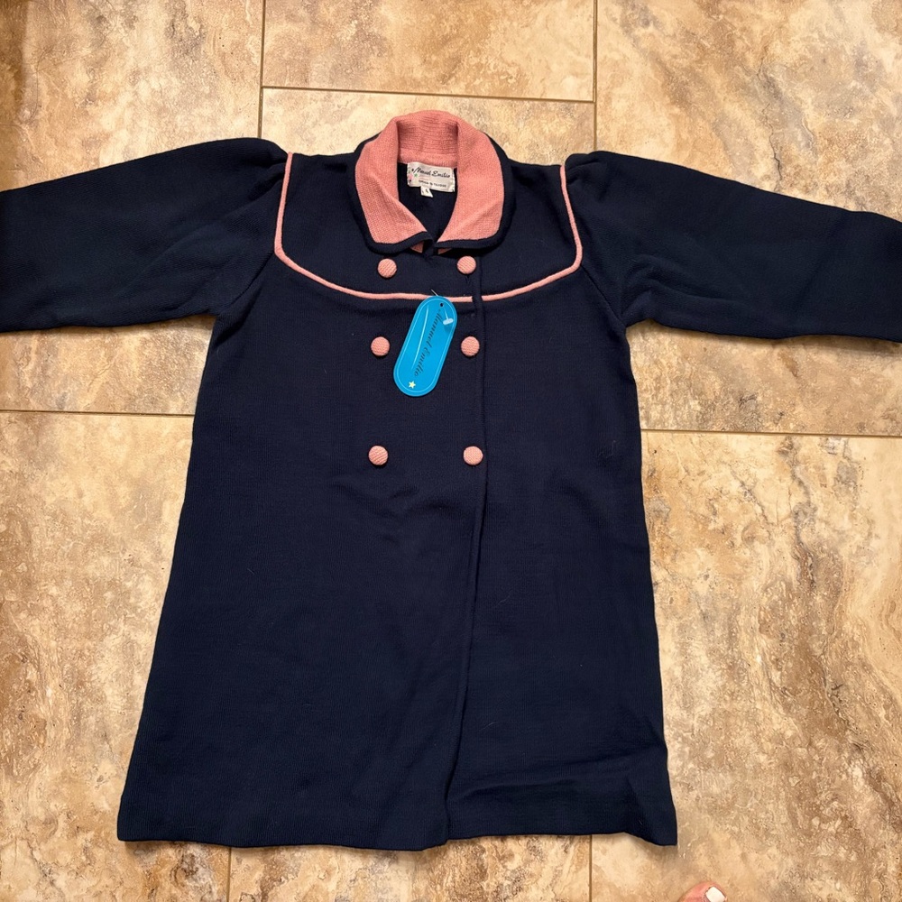 NWT Little Girls Blue and pink Sweater Cardigan Jacket From Equador Size 4